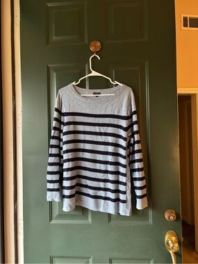 Talbots Grey & Black Stripes Sweater